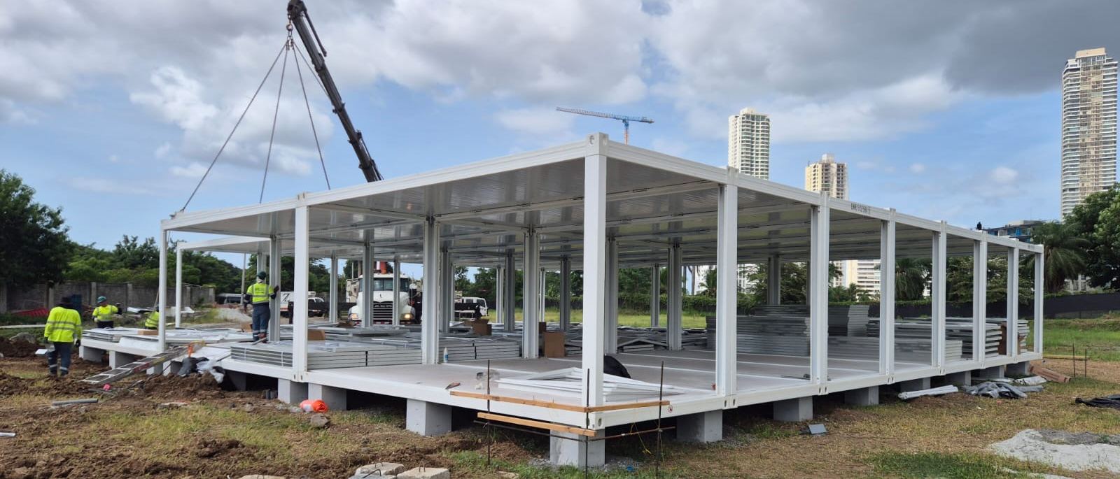 Cold-formed steel structure erected on site