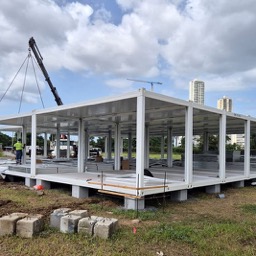 LGS structural kit erected on site